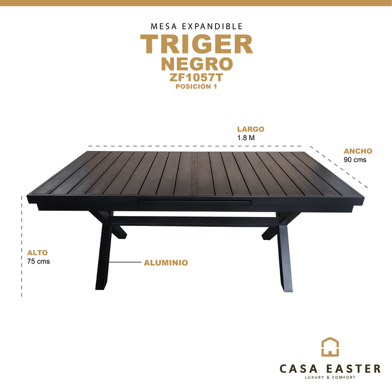 Cargue la imagen en el visor de la galería, Mesa Expandible 1.8 M / 2.4 M Triger color Negro - ZF1057T