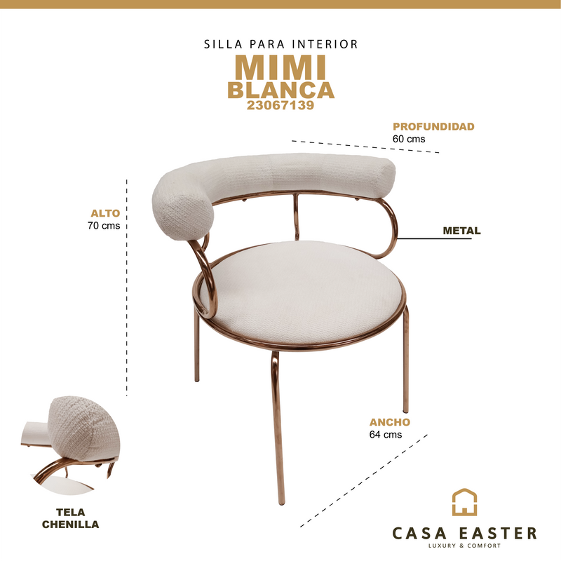 Cargue la imagen en el visor de la galería, Silla de Interior de Metal MIMI Color Blanco- 23062140