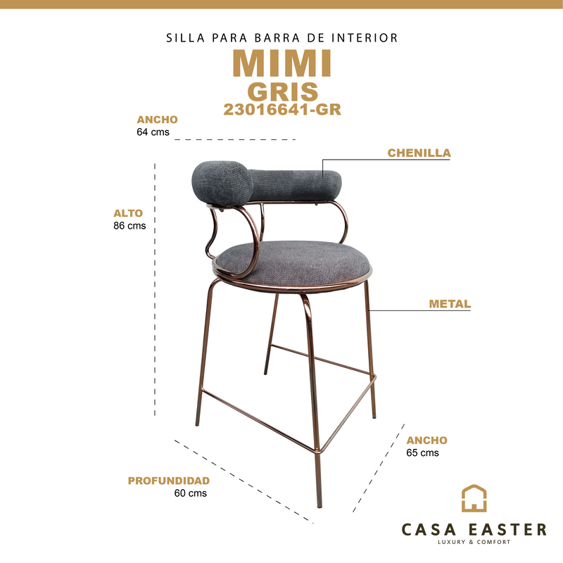 Cargue la imagen en el visor de la galería, Silla Alta de Interior Mimi 23061141-GR Gris - 23016641-GR