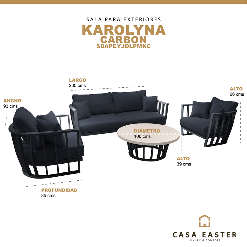 Load image into Gallery viewer, KAROLYNA Carbon Color Aluminum Outdoor and Indoor Living Room Set - SDAPEYJDLPMKC