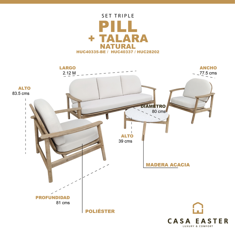 Cargue la imagen en el visor de la galería, Set triple Pill + Talara color natural