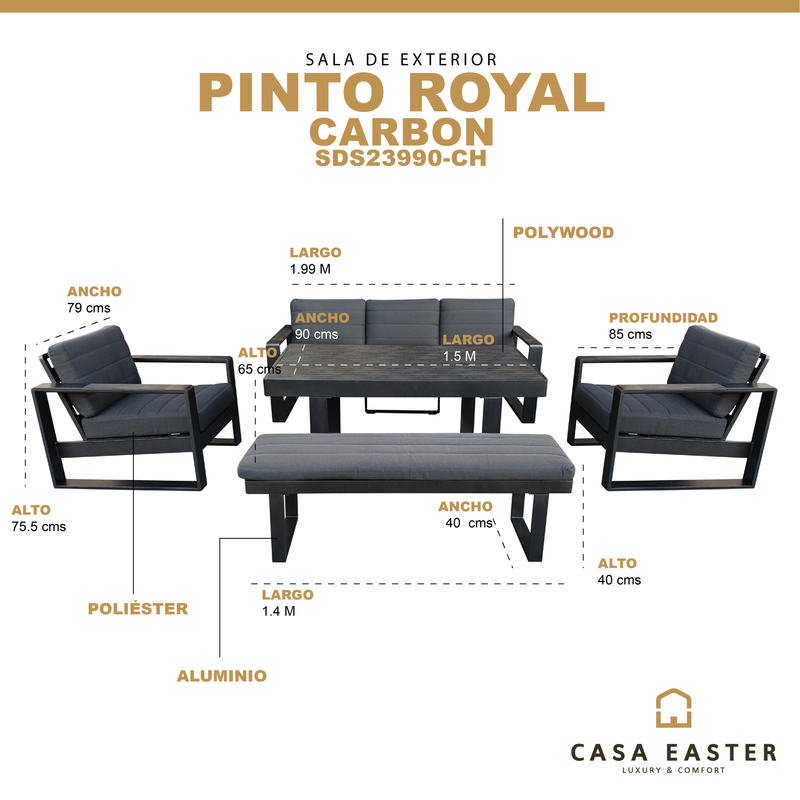 Cargue la imagen en el visor de la galería, Sala para Exterior e Interior de Aluminio Color Carbon PINTO ROYAL -SDS23990-CH