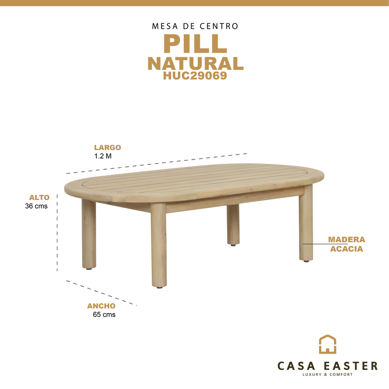 Cargue la imagen en el visor de la galería, Mesa de centro Pill Color Natural 1.2 M - HUC29069