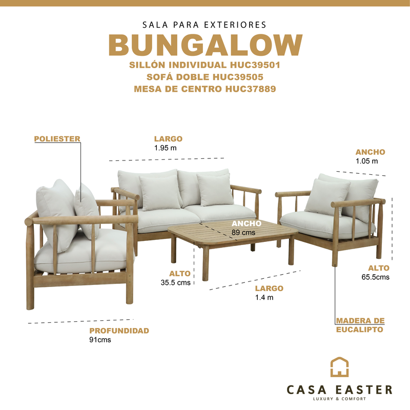 Cargue la imagen en el visor de la galería, Sala para Exterior e Interior Madera Color Blanco BUNGALOW DOBLE-HUC39500