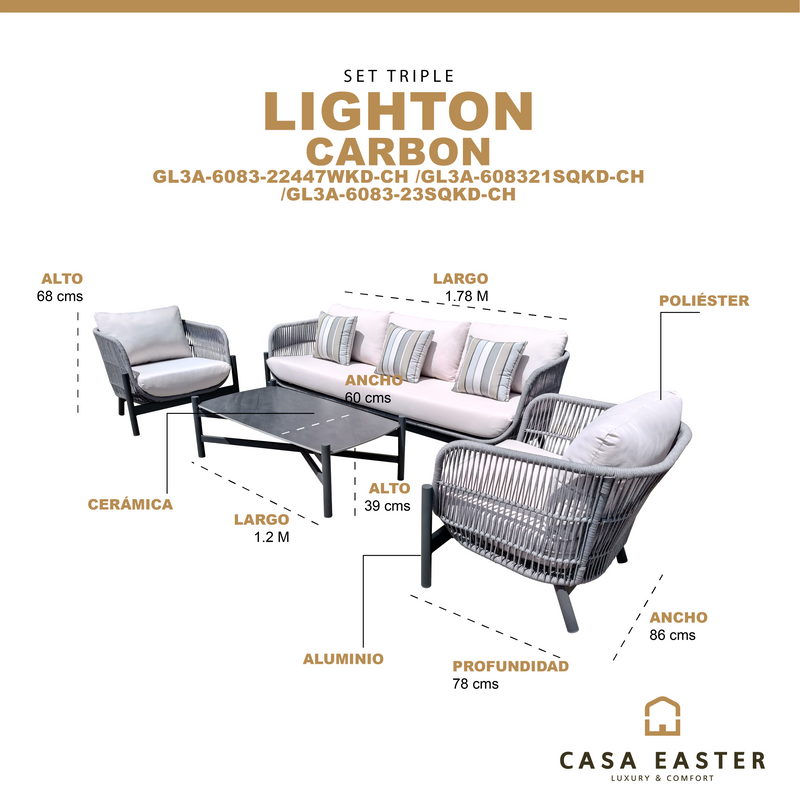 Cargue la imagen en el visor de la galería, Set triple Lighton color carbon