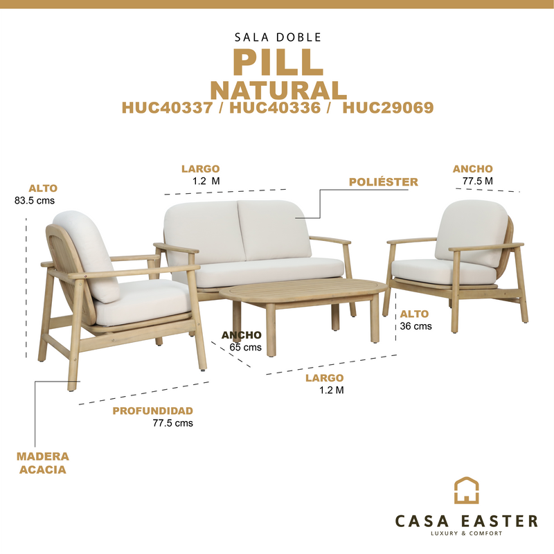 Cargue la imagen en el visor de la galería, Sala de Madera doble Pill color Natural