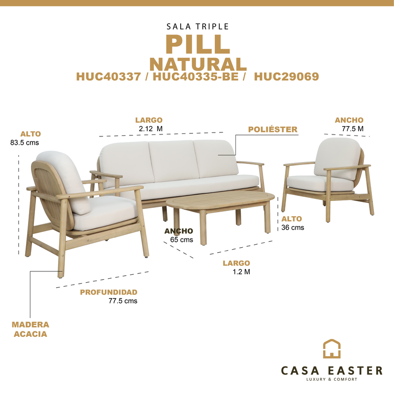 Cargue la imagen en el visor de la galería, Sala de Madera Triple Pill, color Natural