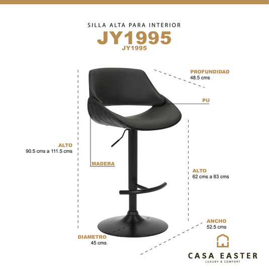Silla Alta de Interior color Gris con PU - JY1995