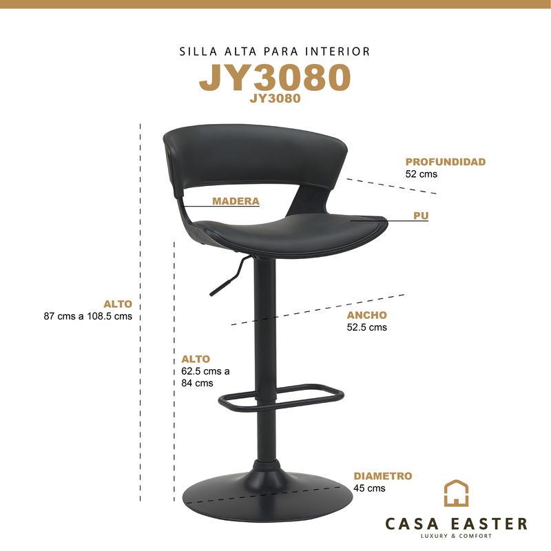 Cargue la imagen en el visor de la galería, Silla Alta para Interior color Gris con PU - JY3080