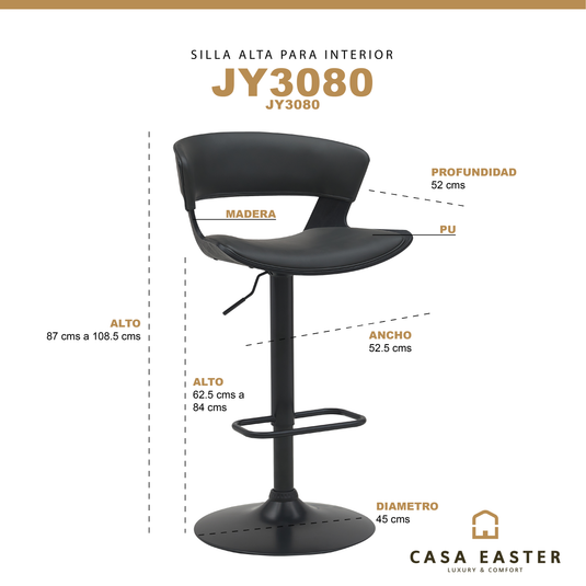 Silla Alta para Interior color Gris con PU -  JY3080