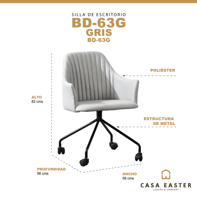 Cargue la imagen en el visor de la galería, silla de escritorio BD63G para interior color Gris - BD63G
