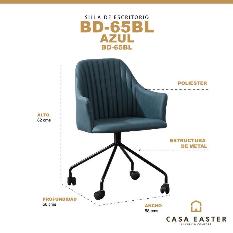 Cargue la imagen en el visor de la galería, silla de escritorio BD65BL para interior color AZUL - BD65BL