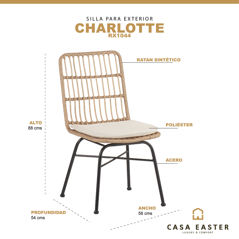 Cargue la imagen en el visor de la galería, Silla Charllote color natural Est Ratan - RX1044