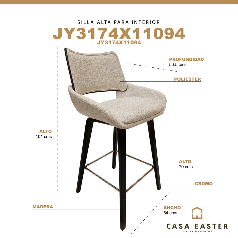Cargue la imagen en el visor de la galería, Silla alta de Interior color Beige - JY3174X11094