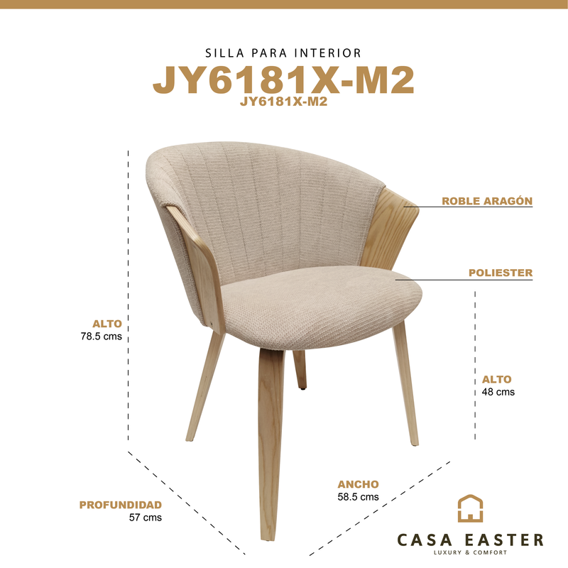Cargue la imagen en el visor de la galería, Silla de Interior Aragon color Beige - JY6181XM2-BE