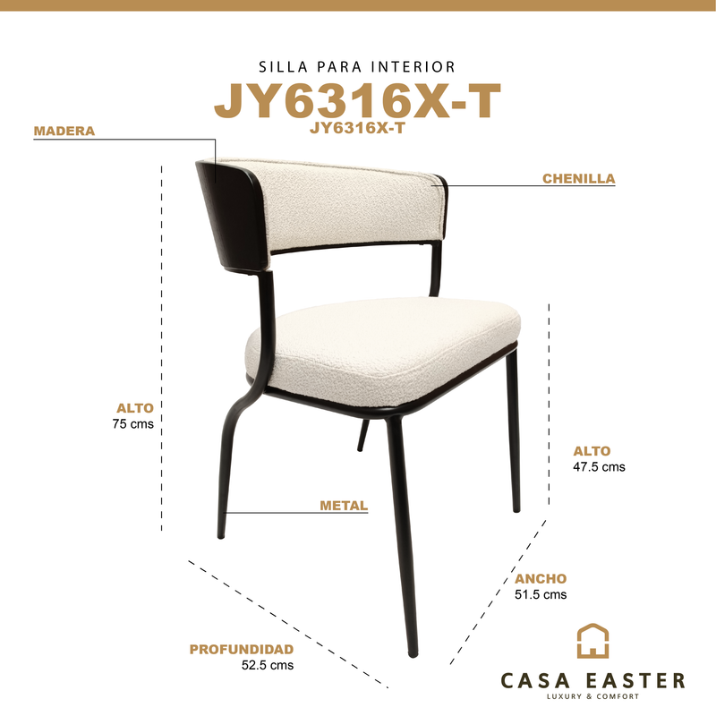 Cargue la imagen en el visor de la galería, Silla de Interior Matt color Blanca - JY6316XT