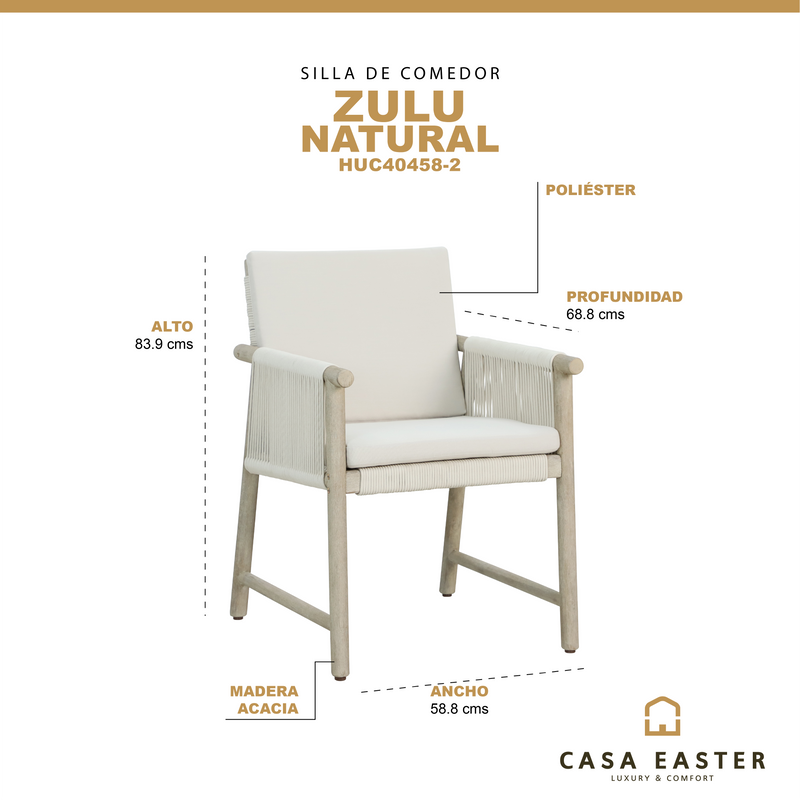 Cargue la imagen en el visor de la galería, Silla de Madera Zulu - HUC40458