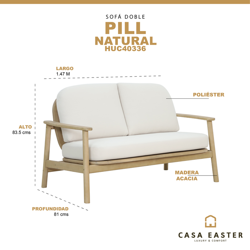 Cargue la imagen en el visor de la galería, Sofá Doble Pill color Beige & Natural - HUC40336