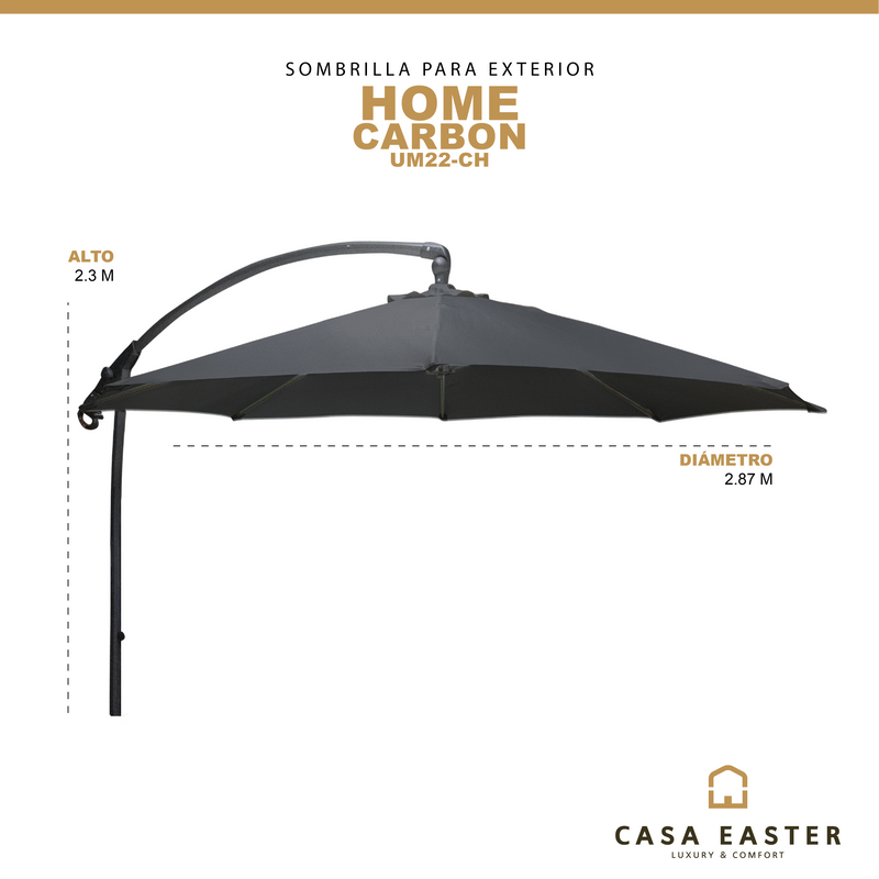 Cargue la imagen en el visor de la galería, Sombrilla Lateral Home para Exterior o Interior Color Carbon - UM22-CH