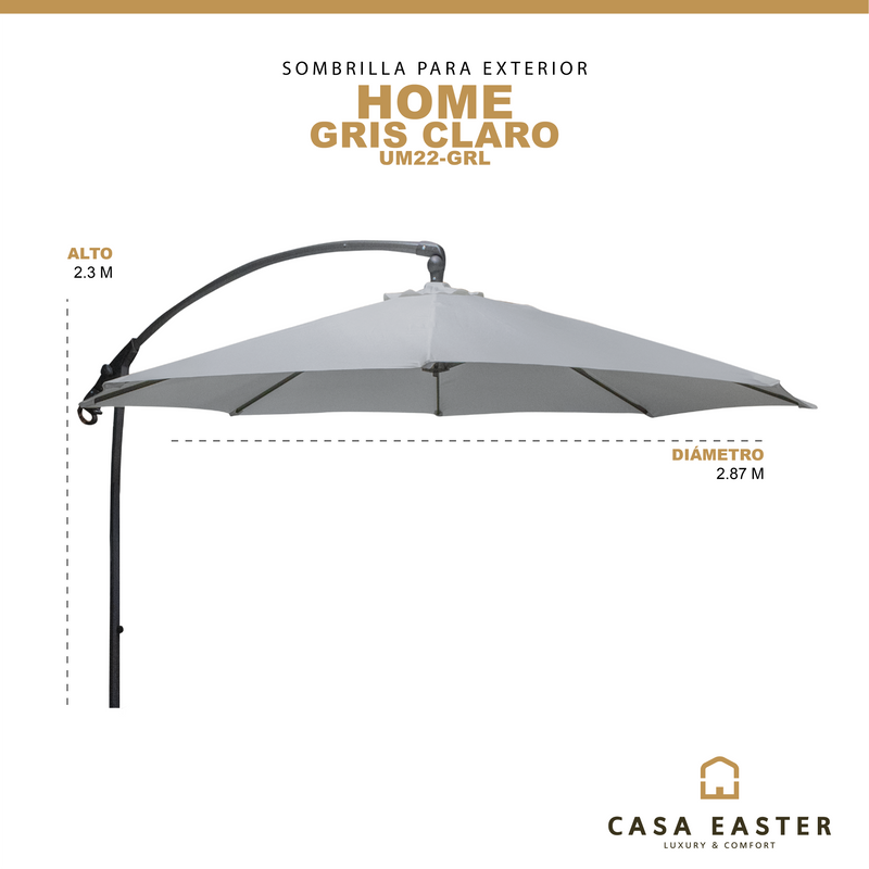 Cargue la imagen en el visor de la galería, Sombrilla Lateral Home para Exterior o Interior Color gris claro