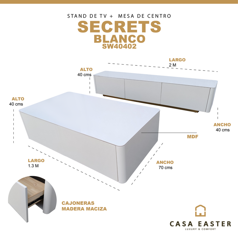 Cargue la imagen en el visor de la galería, Set tv Secrets  1.3 M / 2 M SW40402set color blanco - SW40402set