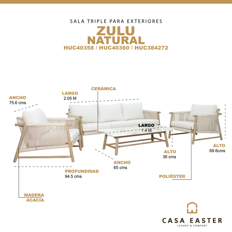Cargue la imagen en el visor de la galería, Set triple Zulu de madera color Natural