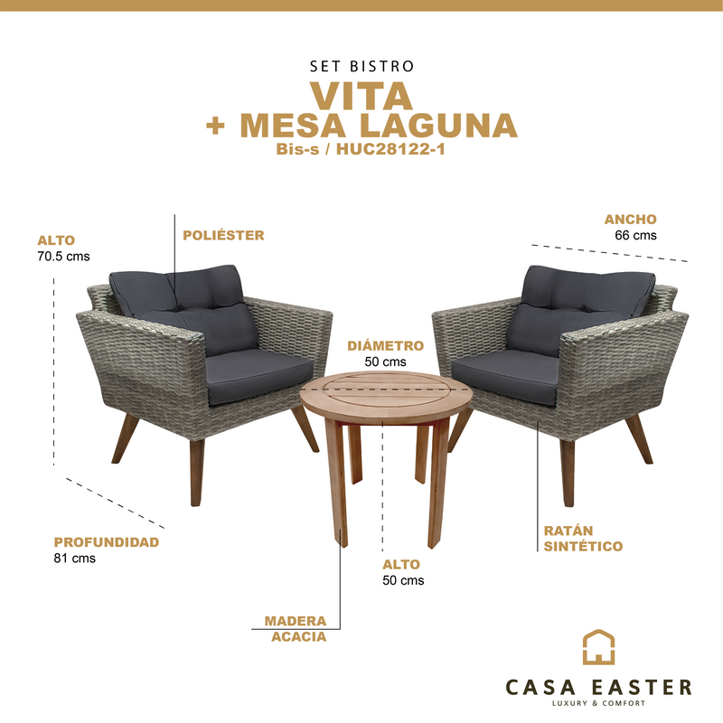 Cargue la imagen en el visor de la galería, Set Bistro Vita + mesa laguna