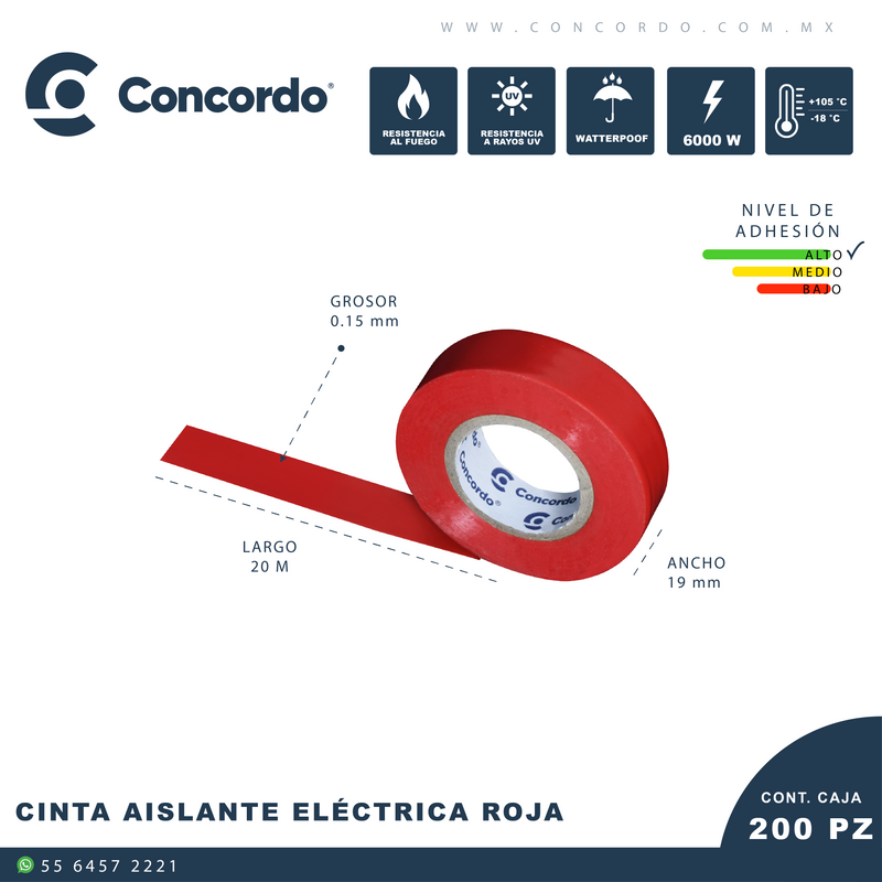 Cargue la imagen en el visor de la galería, Caja de Cinta Aislante 20m x 19 mm Color Rojo