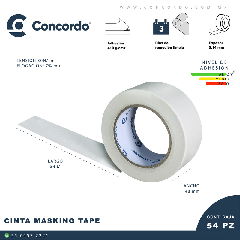 Cargue la imagen en el visor de la galería, Caja de cinta Masking Tape de 54m X 48 mm Color Blanco