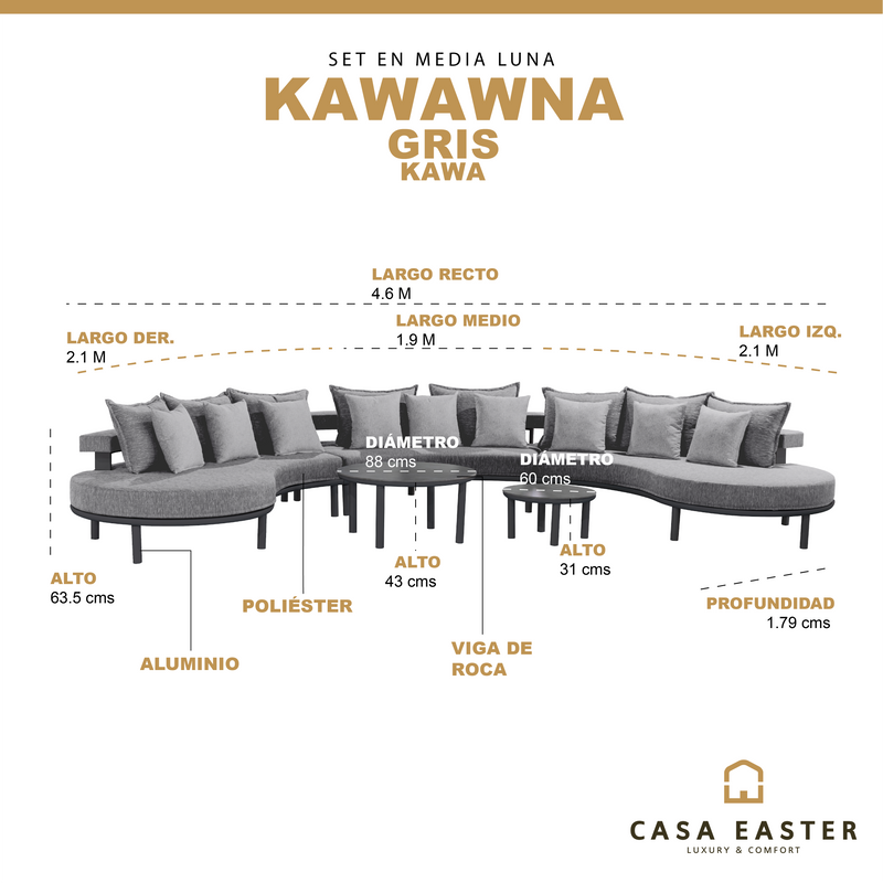 Cargue la imagen en el visor de la galería, Set en media Luna Kawawna color Gris - KAWA