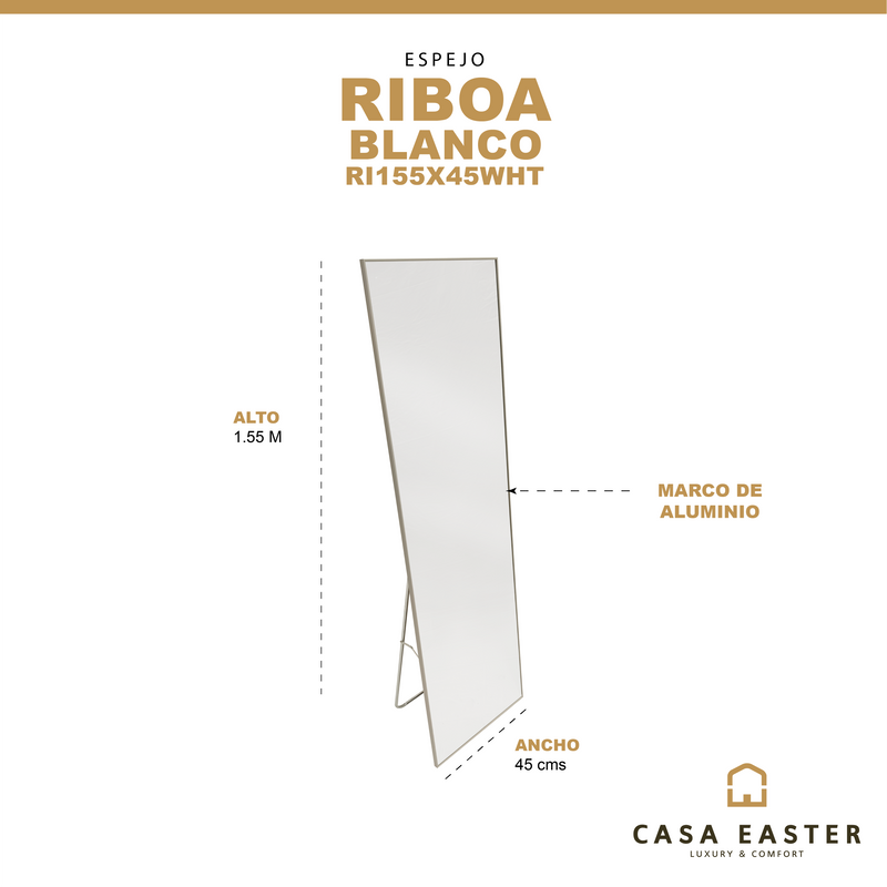 Cargue la imagen en el visor de la galería, Espejo color Blanco 155x45 Riboa - RI155X45WHT