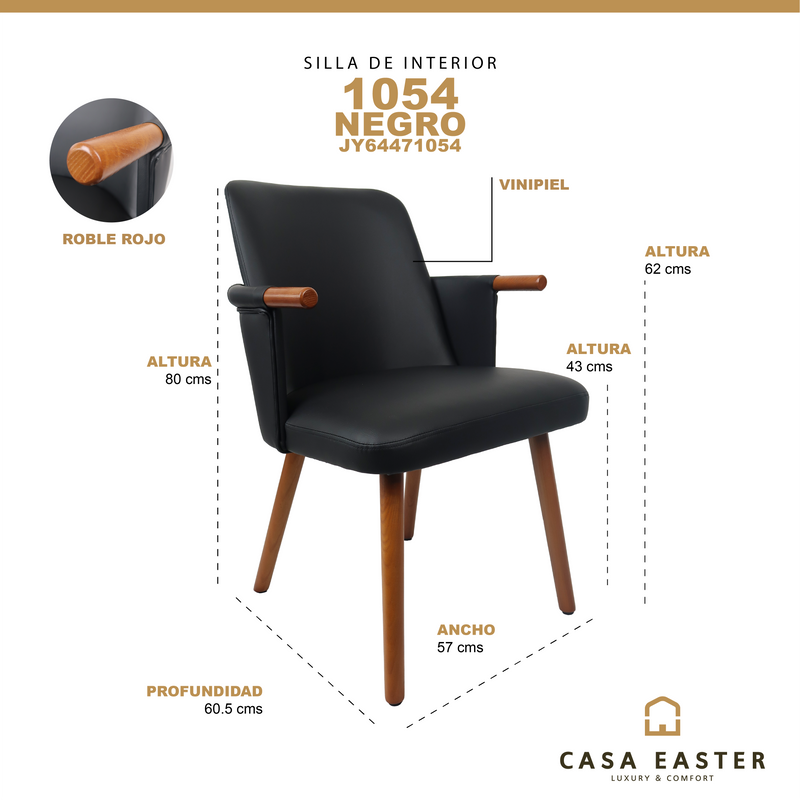 Cargue la imagen en el visor de la galería, Silla de Interior de Madera 1054 color negro - JY64471054