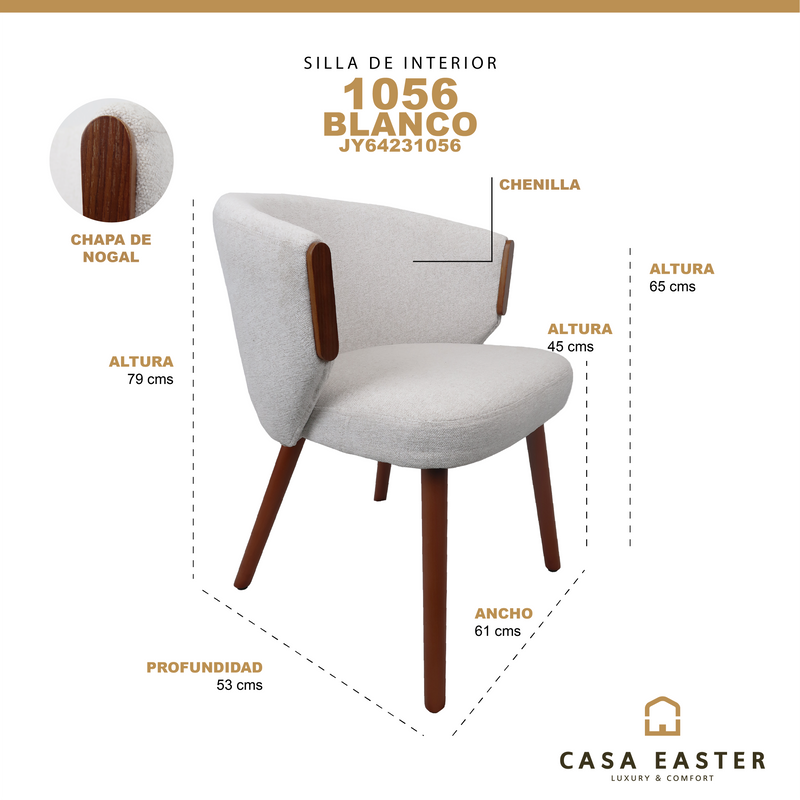 Cargue la imagen en el visor de la galería, Silla de Interior 1056 color blanco - JY64231056