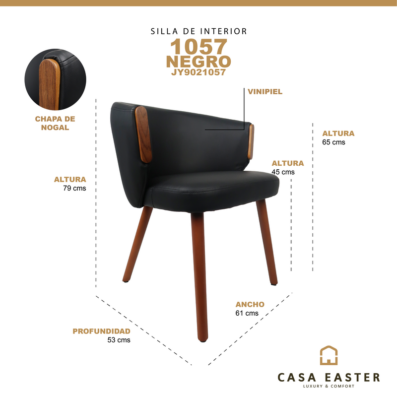 Cargue la imagen en el visor de la galería, Silla de Interior 1057 color negro - JY9021057