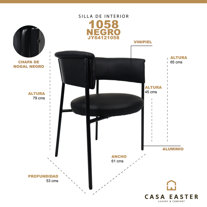 Cargue la imagen en el visor de la galería, Silla de interior 1058 color negro - JY64121058