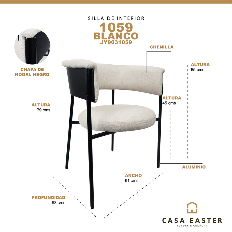 Cargue la imagen en el visor de la galería, Silla de interior 1059 color blanco - JY9031059