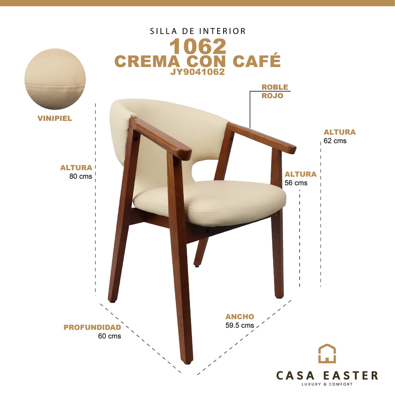 Cargue la imagen en el visor de la galería, Silla de interior de madera 1062 color crema - JY9041062
