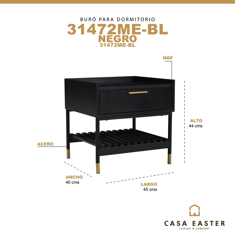 Cargue la imagen en el visor de la galería, Buró 31472ME Negro- 31472ME-BL