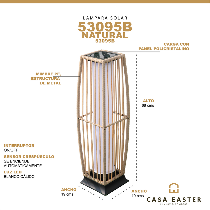 Cargue la imagen en el visor de la galería, Lampara Solar Color natural 53095B CasaEaster