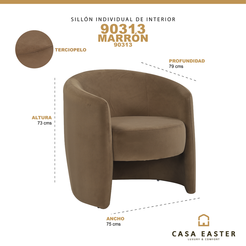 Cargue la imagen en el visor de la galería, Sillón individual de interior 90313 color café - 90313