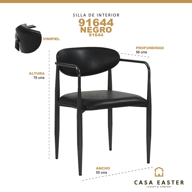 Cargue la imagen en el visor de la galería, Silla de interior 91644 color negro - 91644