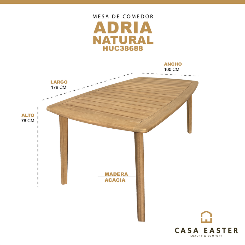 Load image into Gallery viewer, Adria 1.7M Wooden Dining Table - HUC38688