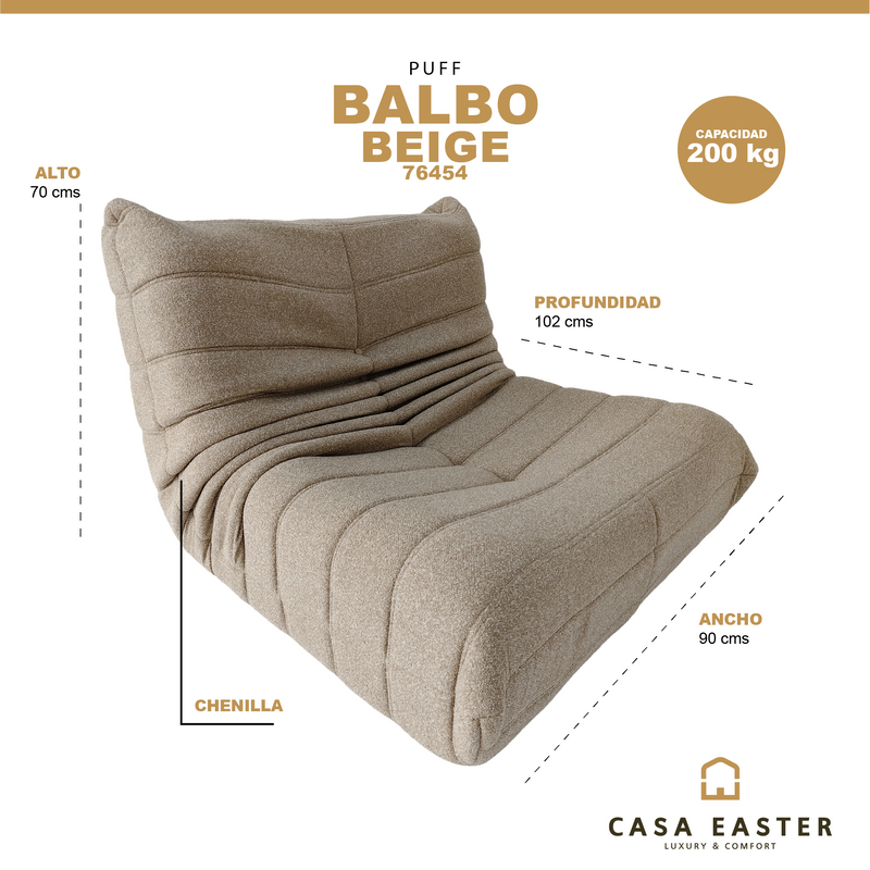Cargue la imagen en el visor de la galería, Puff para interior Balbo color Beige - 76454