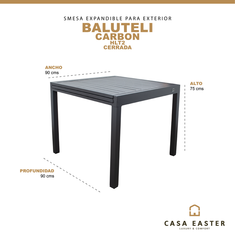Cargue la imagen en el visor de la galería, Mesa de Comedor para interior y exterior de Aluminio Color Carbon BALUTELI-HLT2 CasaEaster