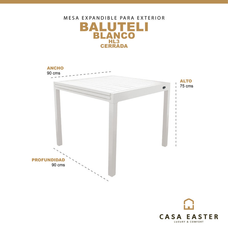 Cargue la imagen en el visor de la galería, Mesa de Comedor para interior y exterior de Aluminio Color Blanco BALUTELI-HL3 CasaEaster