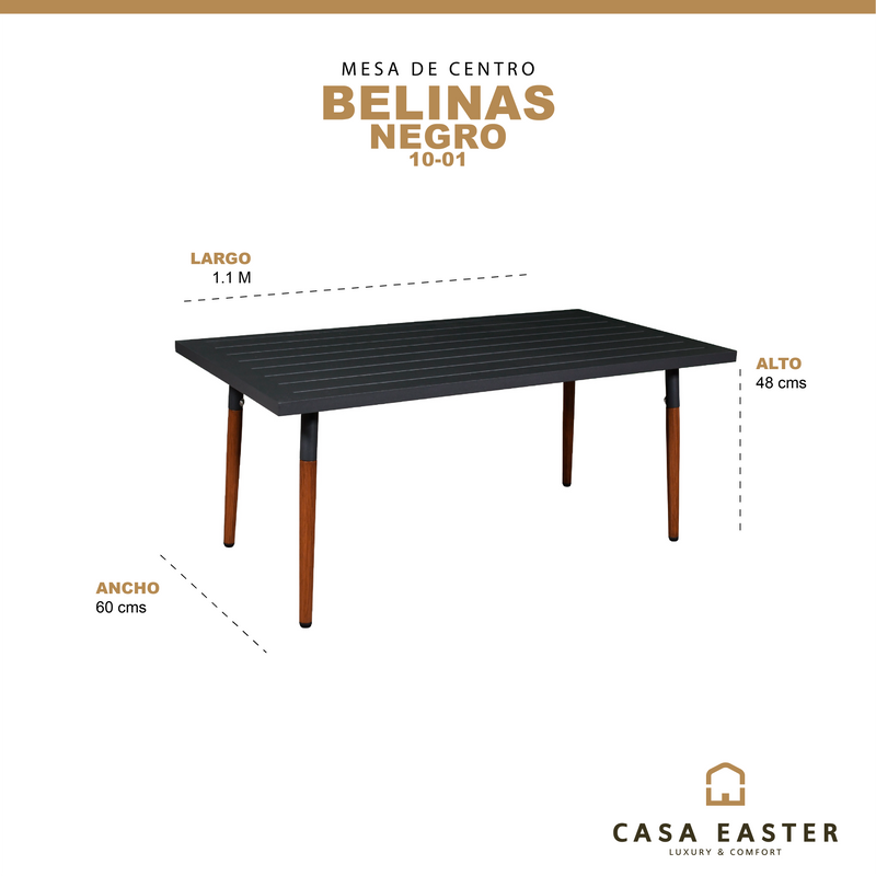 Cargue la imagen en el visor de la galería, Mesa de Centro de Aluminio Color Charcoal BELINAS-10-01 CasaEaster