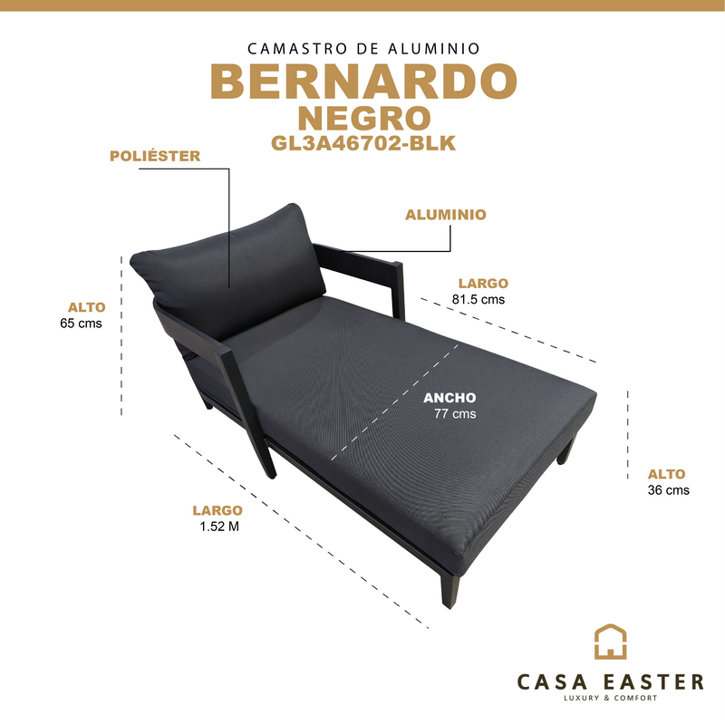 Cargue la imagen en el visor de la galería, Camastro Bernardo color negro - GL3A46702-BLK