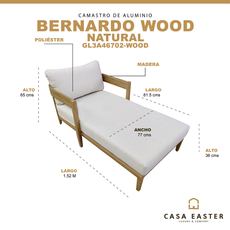 Cargue la imagen en el visor de la galería, Camastro de madera Bernardo color natural - GL3A46702-WOOD