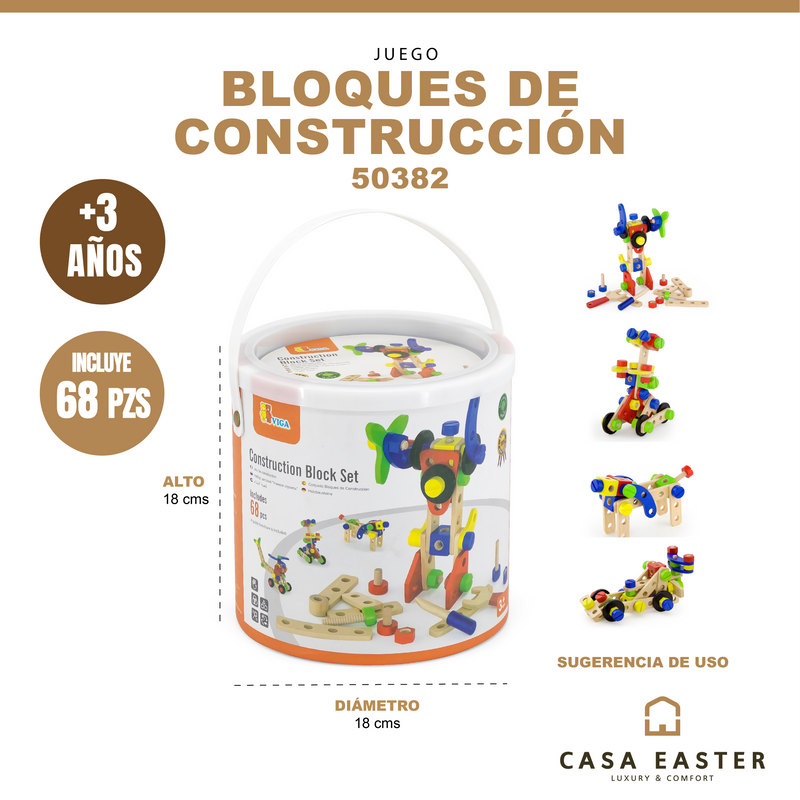 Cargue la imagen en el visor de la galería, Juguete juego de bloques de construcción 68 pz - 50382