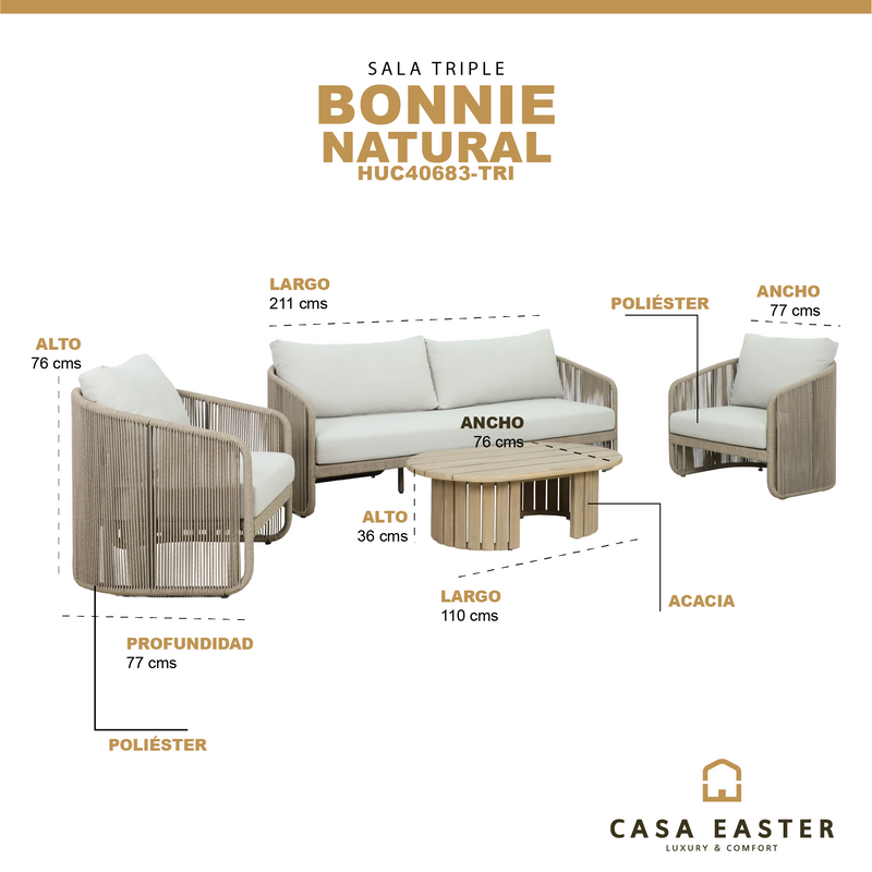 Cargue la imagen en el visor de la galería, Set triple Bonnie color Natural - HUC40683-TRI